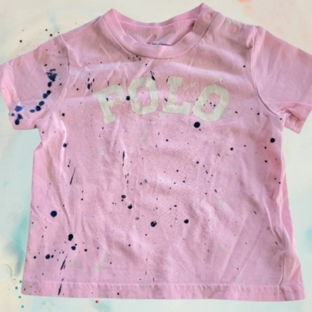 Vintage Ralph Lauren 100% Cotton Pink Prep Short Sleeve Tee Size 6 Months Infant